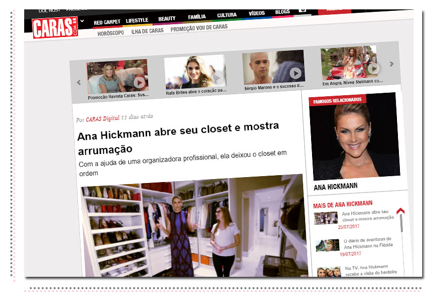 Ana Hickmann grava vídeo e mostra arrumação de cinco dias em closet
