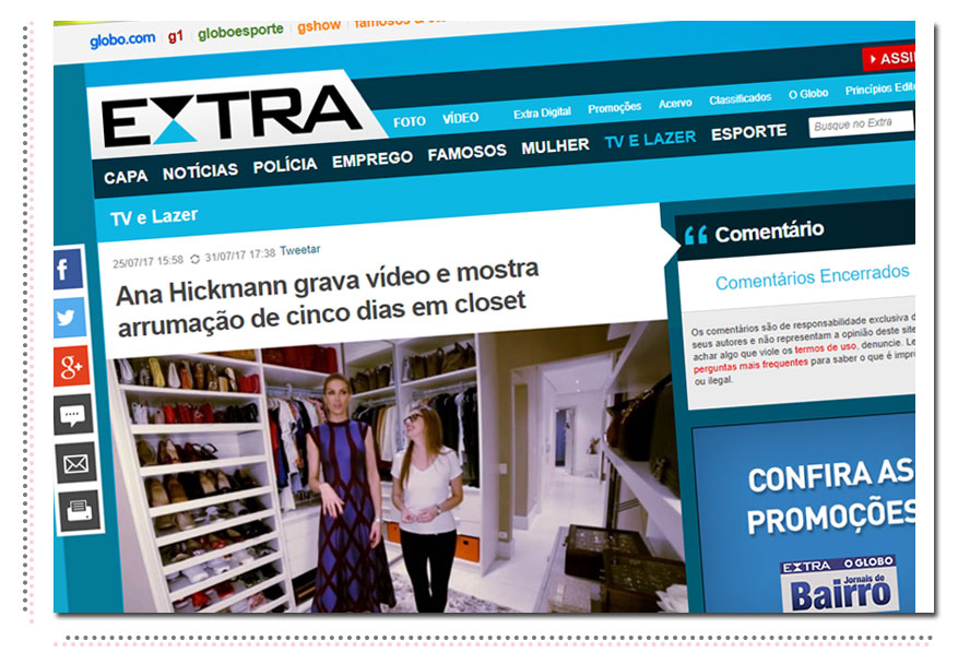 Ana Hickmann grava vídeo e mostra arrumação de cinco dias em closet